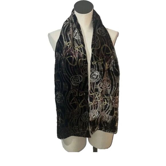 Cejon Accessories Vintage NWT Velvet Metallic Abstract Floral Scarf - Picture 1 of 6